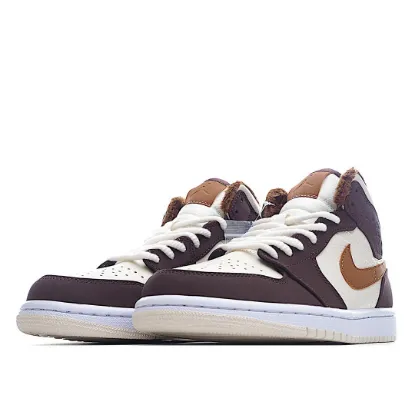 Picture of Air Jordan 1 Mid AJ1 Mid Basketball Shoes Beige Brown