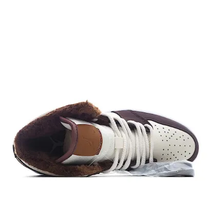 Picture of Air Jordan 1 Mid AJ1 Mid Basketball Shoes Beige Brown