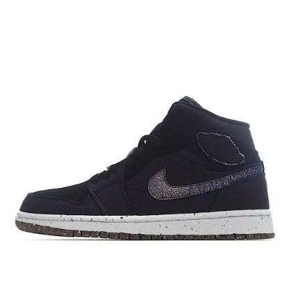 Picture of Air Jordan 1 MiD Mid-Top Basketball Shoes Ink Canvas Black