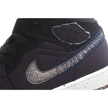 Picture of Air Jordan 1 MiD Mid-Top Basketball Shoes Ink Canvas Black