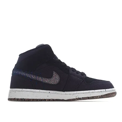 Picture of Air Jordan 1 MiD Mid-Top Basketball Shoes Ink Canvas Black