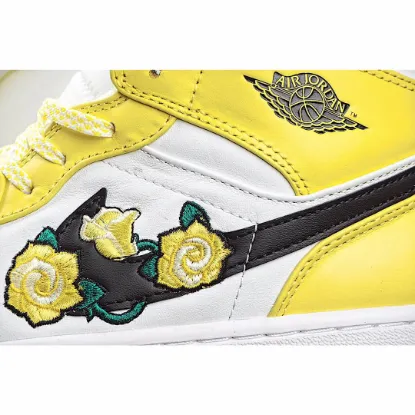 Picture of Air Jordan 1 Mid SE GS 'Rose Patch - Dynamic Yellow'