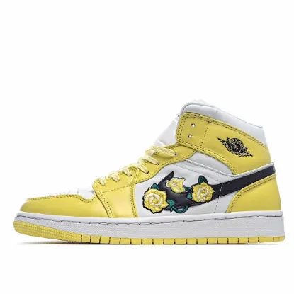 Picture of Air Jordan 1 Mid SE GS 'Rose Patch - Dynamic Yellow'