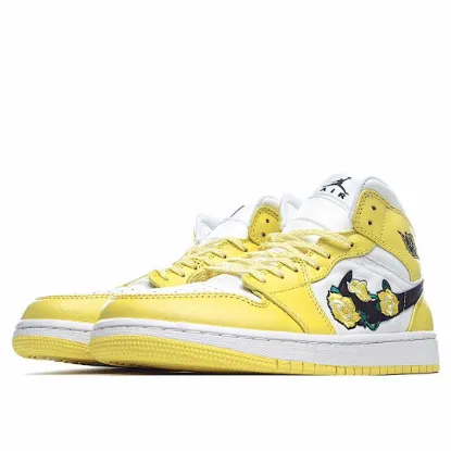 Picture of Air Jordan 1 Mid SE GS 'Rose Patch - Dynamic Yellow'